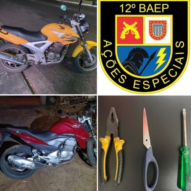 BAEP de Araçatuba prende 02 motociclistas com 02 motos furtadas, alvo de combate ao crime bairro Umuarama