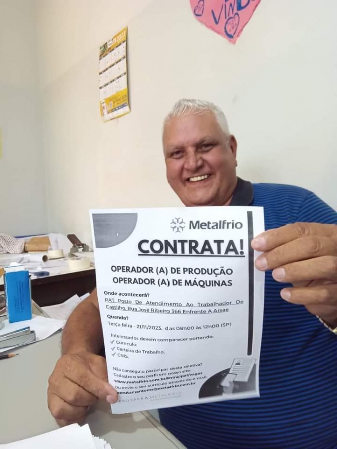 Metalfrio realizará entrevistas para contratações de homens e mulheres no PAT em Castilho