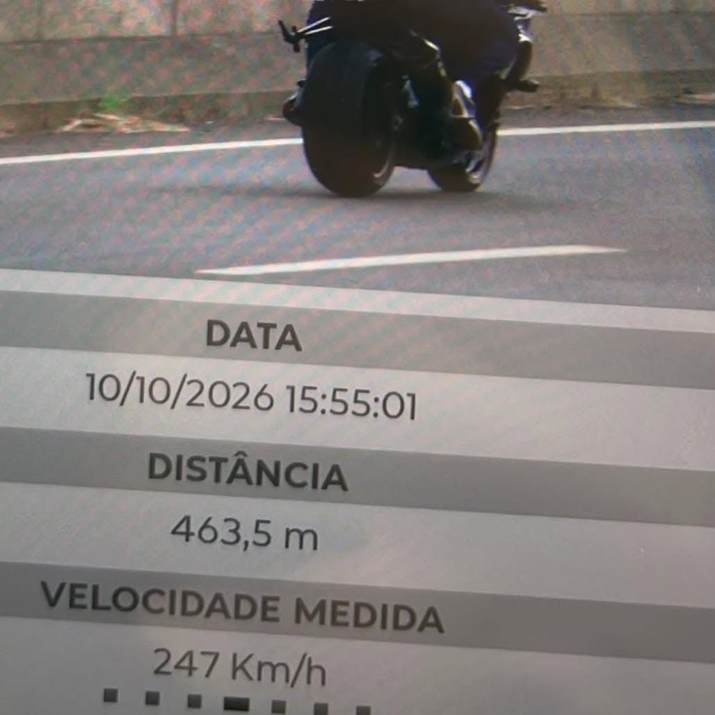 Motociclista é flagrado a 247 km/h pela Polícia Rodoviária Estadual em Birigui