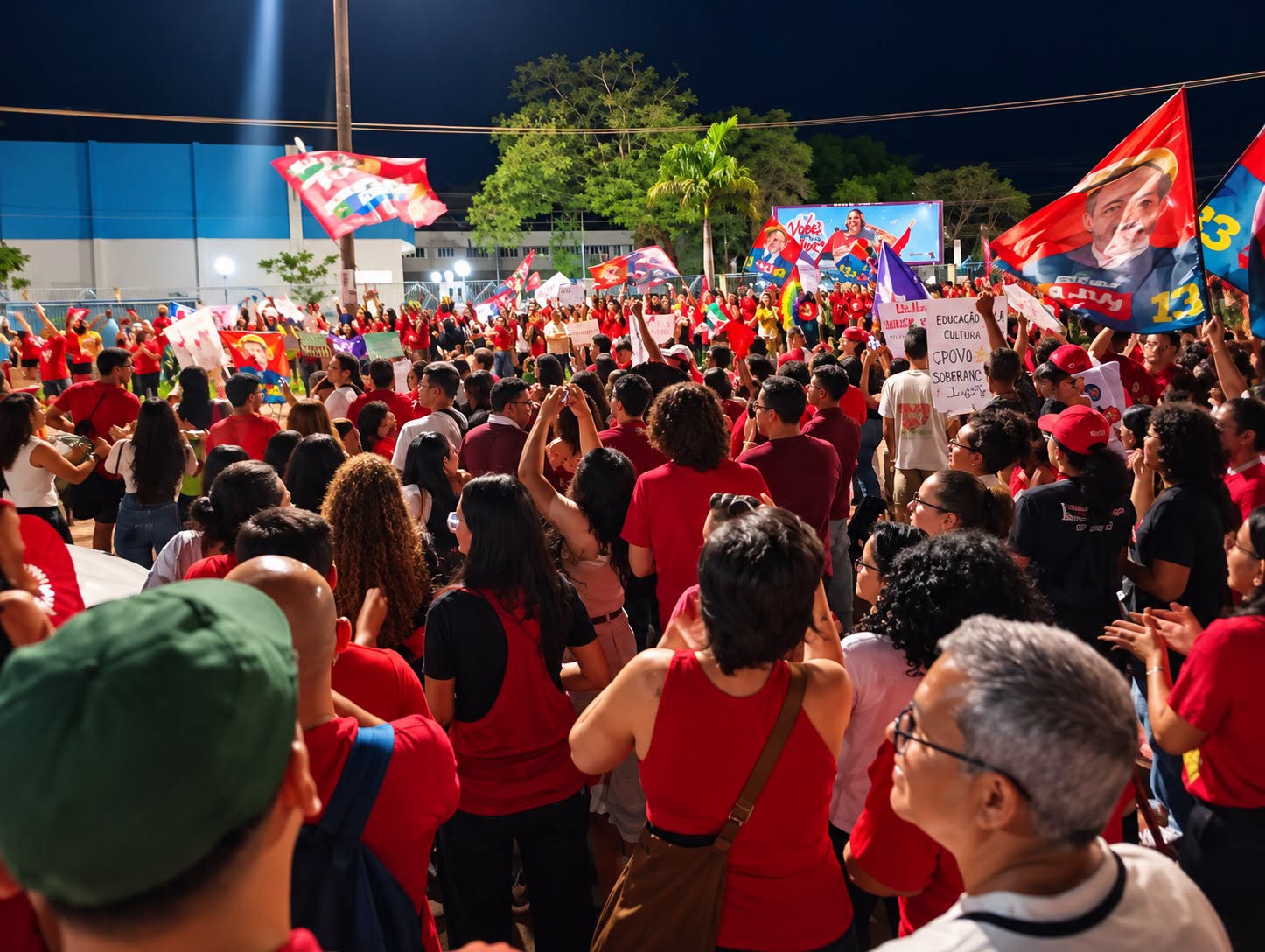 Ato pró-Lula mobiliza estudantes e moradores em frente à UFMS em Três Lagoas