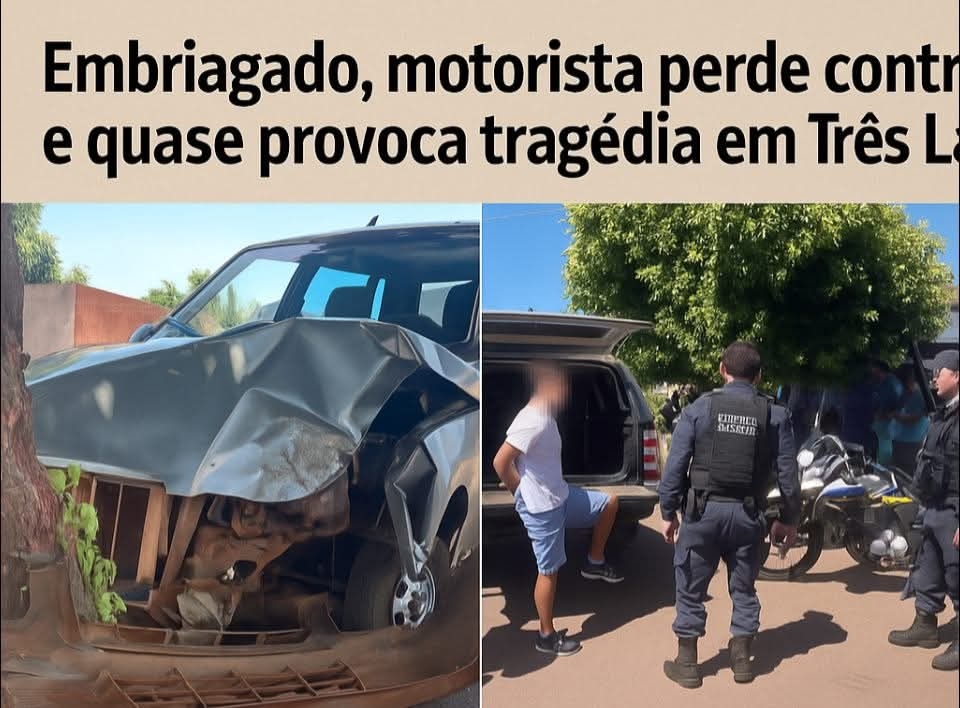 Embriagado, motorista perde controle e quase provoca tragédia no Parque São Carlos em Três Lagoas