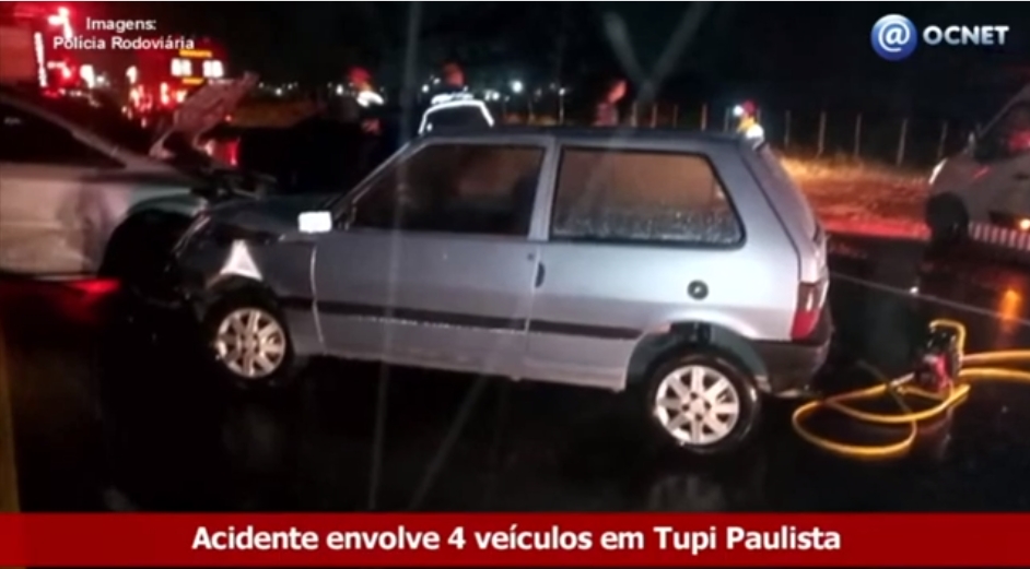 Acidente próximo das Penitenciárias de Tupi Paulista envolve 04 carros