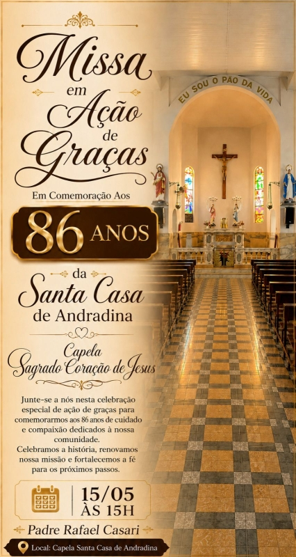 Santa Casa de Andradina celebra 86 anos de fundação com missa em ação de graças