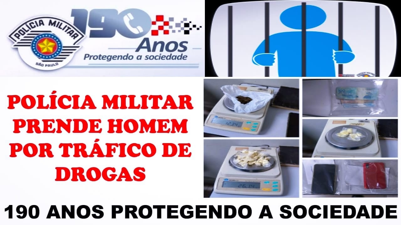 Após denúncia anônima, Polícia Militar de Guaraçaí prendeu indivíduo por tráfico de drogas