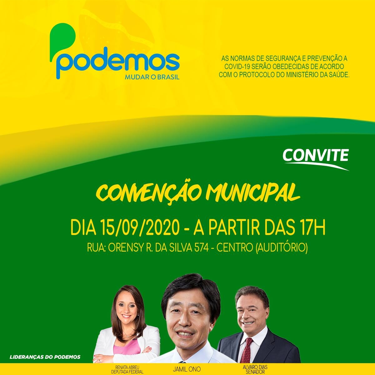 Convenção partidária do partido Podemos de Andradina será realizada nesta terça feira