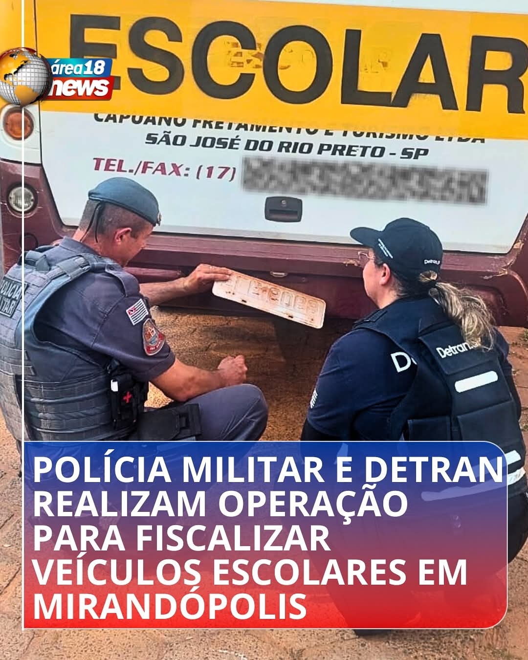 Polícia Militar de Mirandópolis apreende ônibus escolar com placas adulteradas