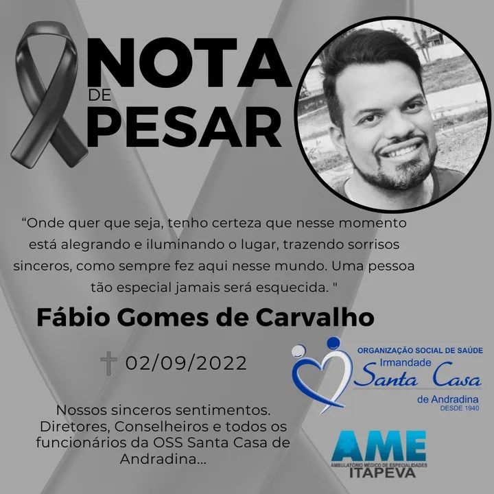 OSS Santa Casa de Andradina chora a perda do colaborador Fábio Gomes de Carvalho aos 38 anos