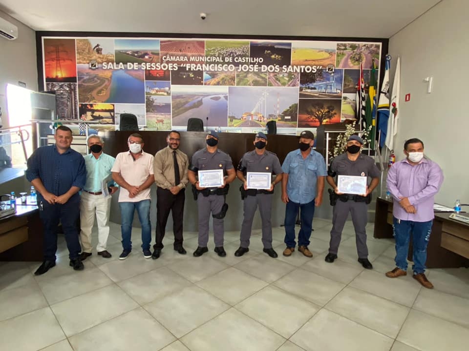 POLICIAIS MILITARES SÃO HOMENAGEADOS POR CÂMARA DE VEREADORES DE CASTILHO