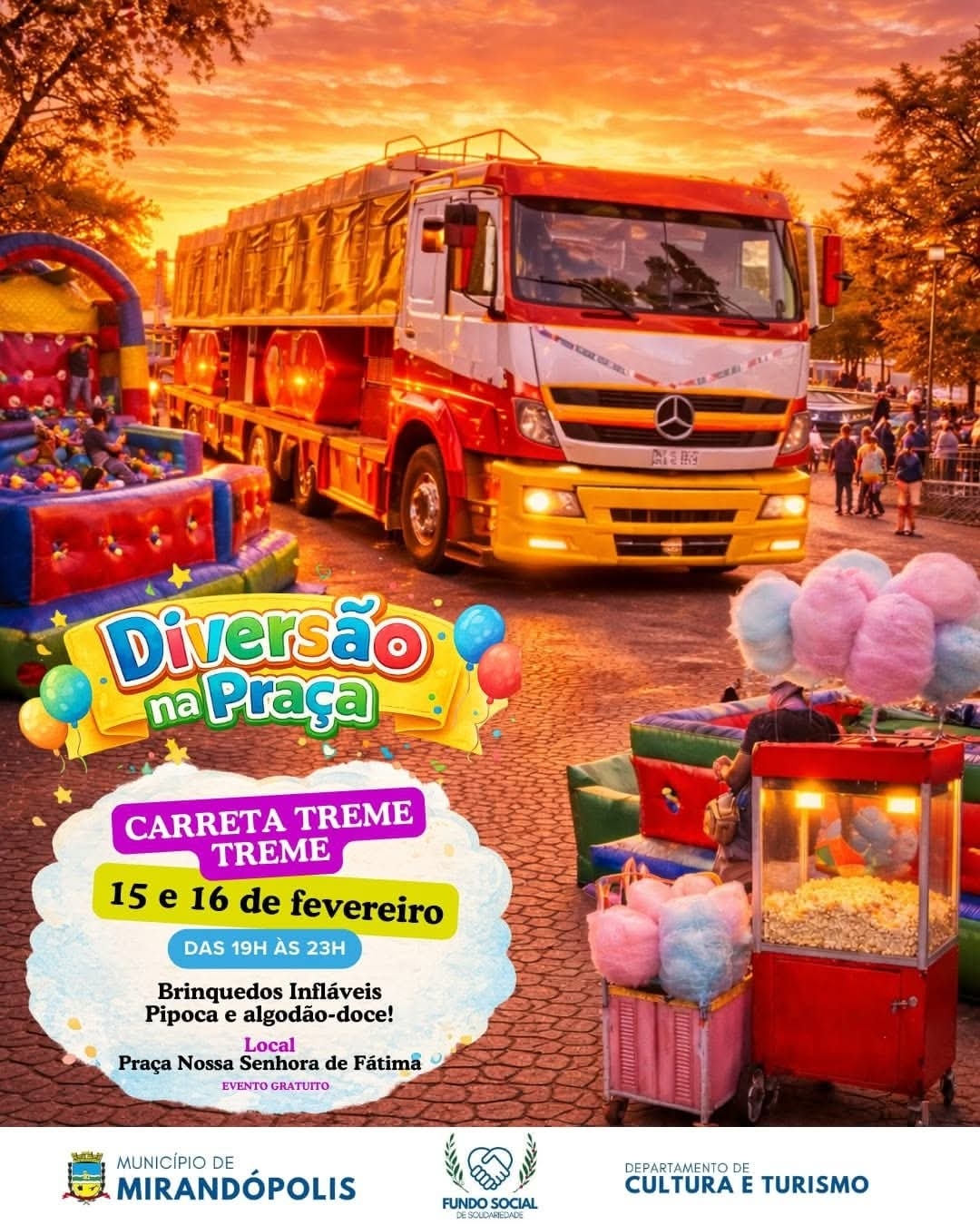 Mirandópolis promoverá “DIVERSÃO NA PRAÇA” durante o Carnaval