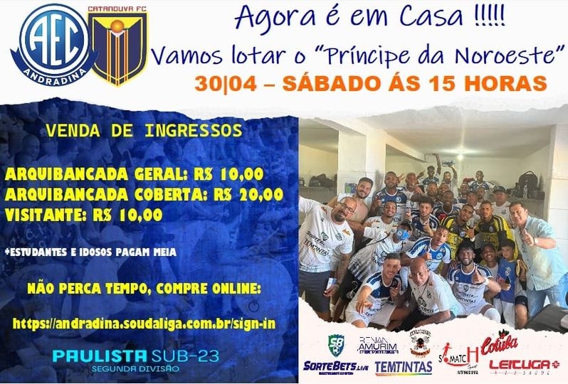 Sábado Andradina EC joga em casa contra Catanduva FC