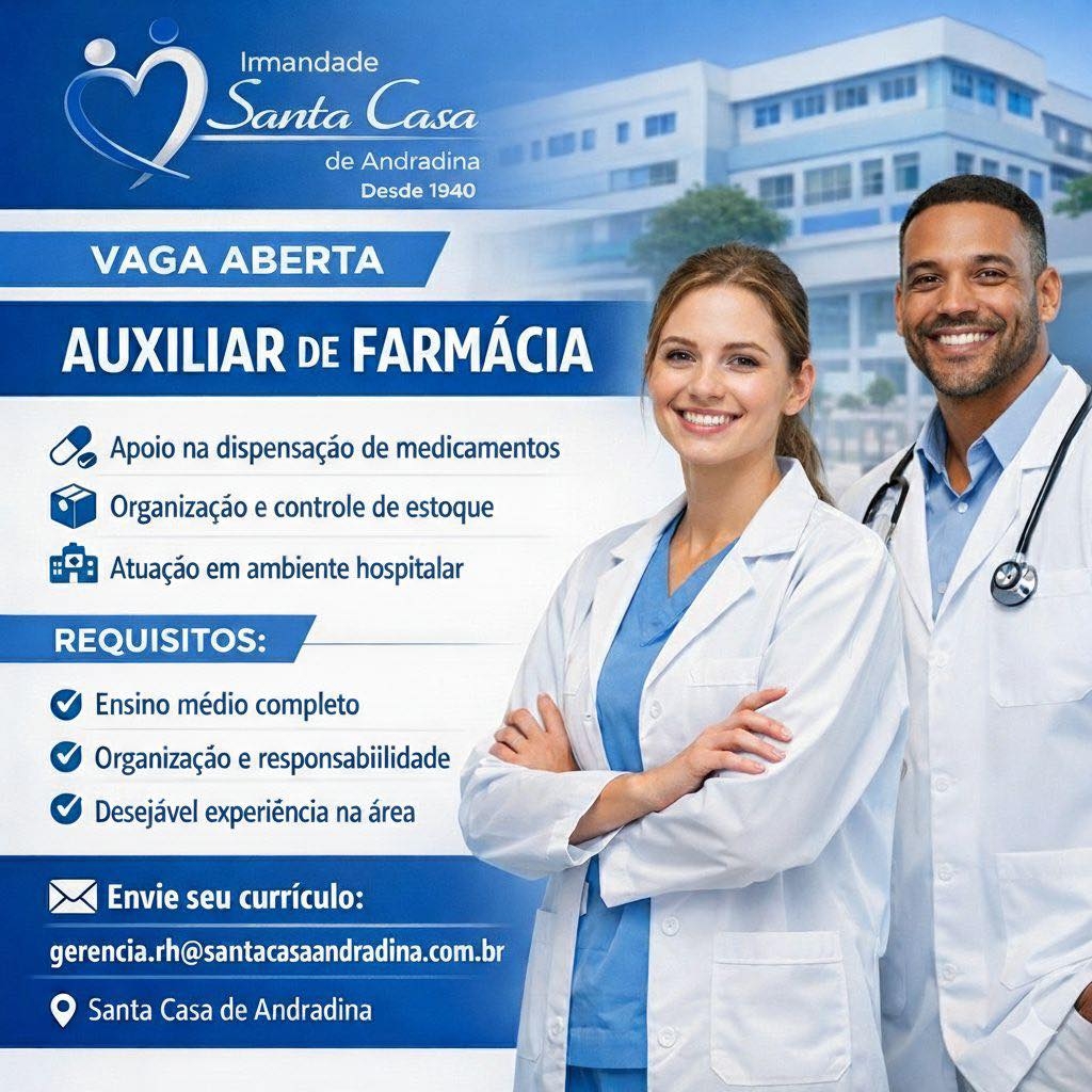 Santa Casa de Andradina tem vaga de auxiliar de farmácia
