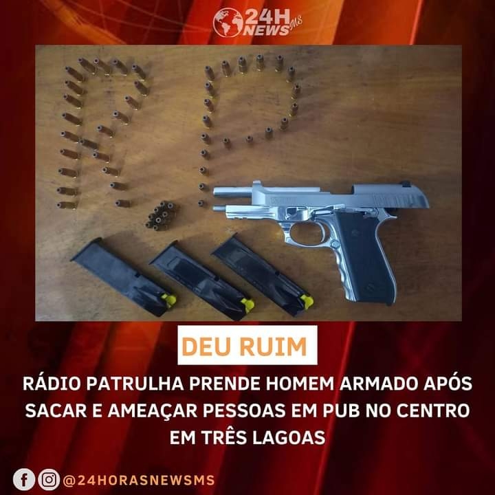 Rádio Patrulha de Três Lagoas prende homem com arma de fogo no Centro de Três Lagoas