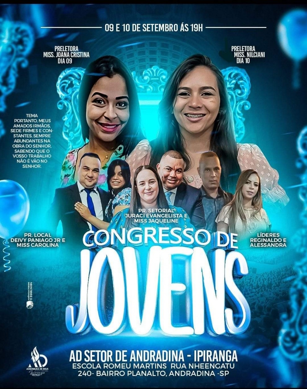 Em Andradina Igreja Assembleia de Deus Ministério do Ipiranga de Planalto realizou o 2º Congresso de Jovens do Grupo Resgate