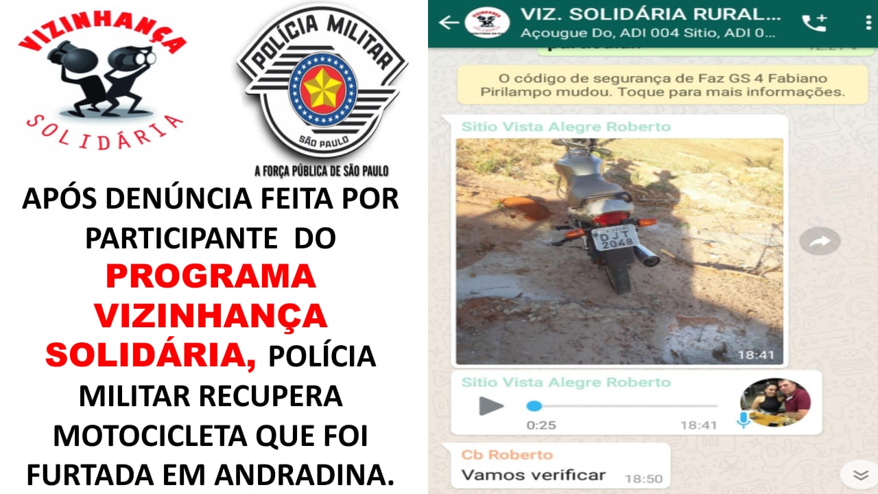 Polícia Militar de Murutinga recupera na zona rural moto que foi furtada em Andradina