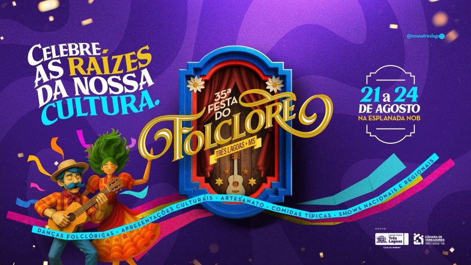 35ª Festa do Folclore de Três Lagoas terá Nattan, Eduardo Costa, Fábio Jr. e Paralamas do Sucesso