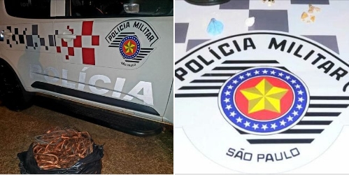 PM de Andradina prendeu morador do bairro Benfica com drogas, munição e 35 kg de fios de cobre