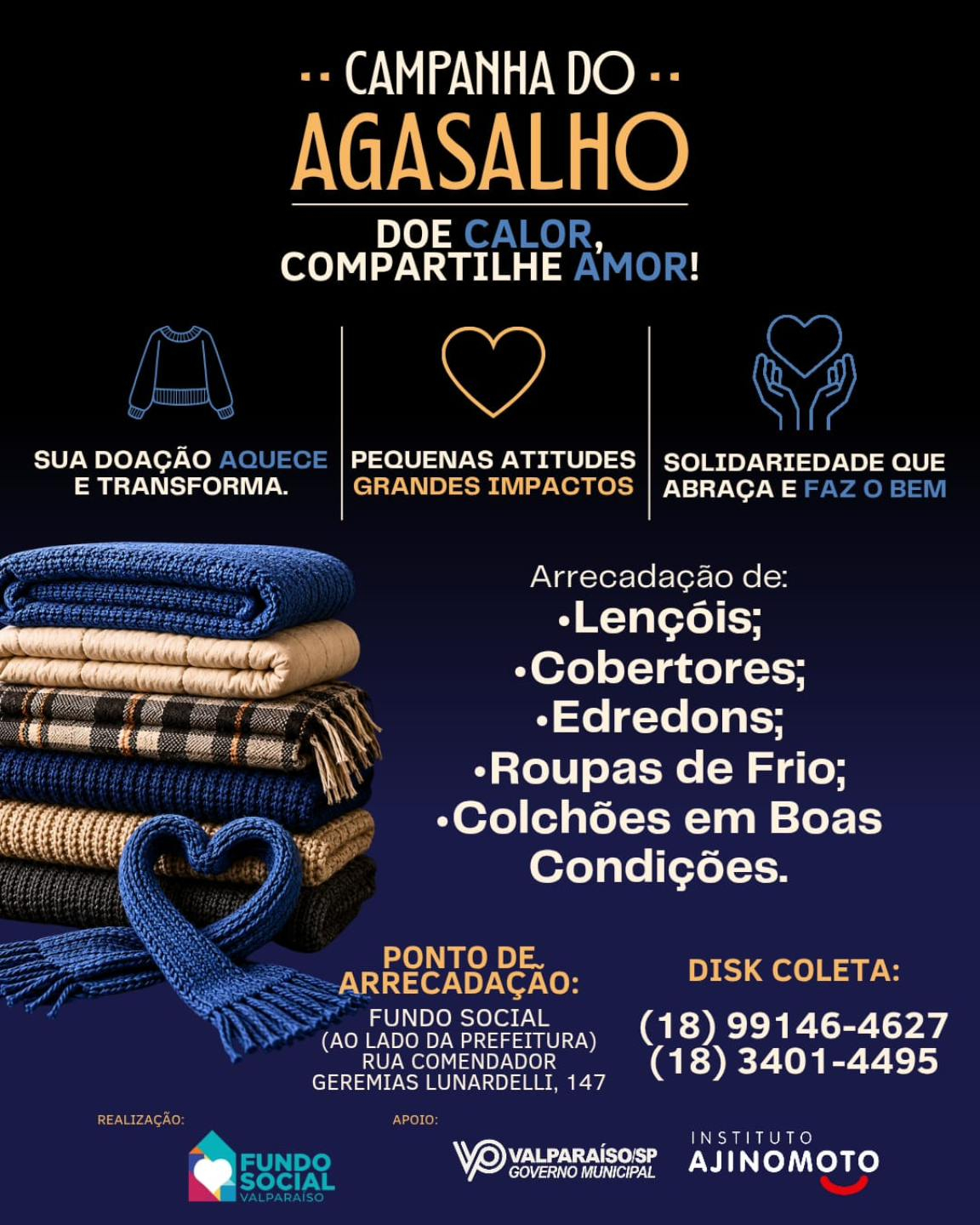 INICIADA CAMPANHA DO AGASALHO 2026 EM VALPARAÍSO