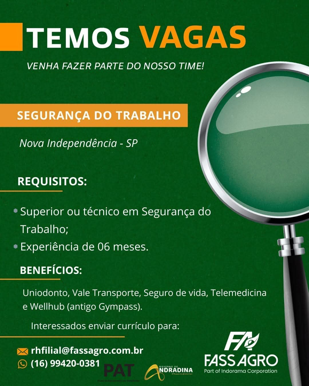 POSTO DO ATENDIMENTO AO TRABALHADOR TEM VÁRIAS VAGAS DE EMPREGOS EM ANDRADINA