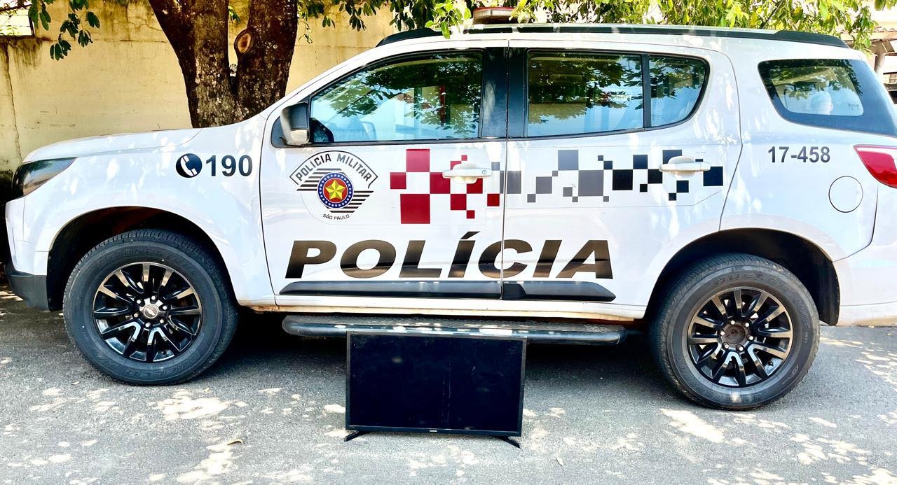 Polícia Militar de Mirandópolis identifica suspeito de roubo e apreende TV furtada na rua dos Estudantes