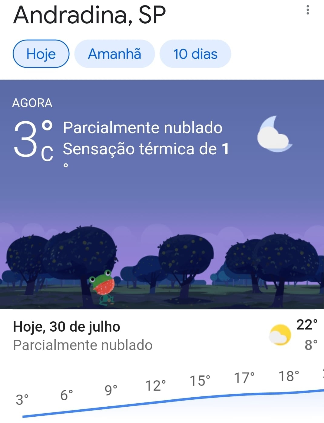 Frio de 3º graus, Andradina tem a menor temperatura das últimas décadas
