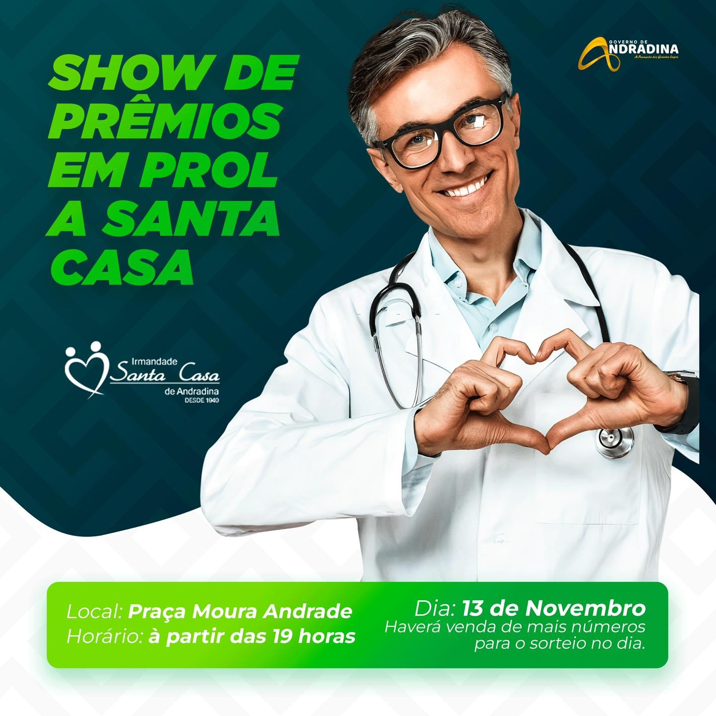 Participe do Show de Prêmios em prol da Santa Casa de Andradina