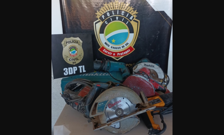 POLÍCIA CIVIL DE TRÊS LAGOAS PRENDE EM FLAGRANTE AUTOR DE FURTO NO BAIRRO SANTOS DUMONT E RECUPERA MAQUINÁRIOS FURTADOS DE CONSTRUTOR