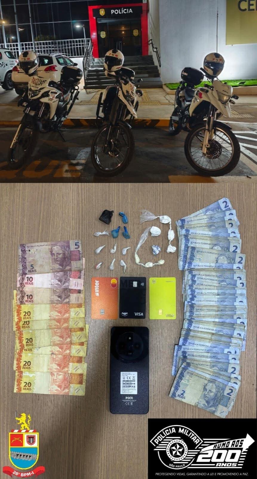 Polícia Militar de Andradina prende morador da Cohab Otávio Minholi por tráfico de drogas