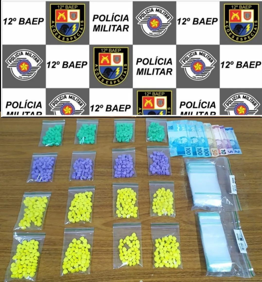 BAEP de Araçatuba prendeu traficante com 785 comprimidos Ecstasy, alvo de combate ao crime Bairro Concórdia