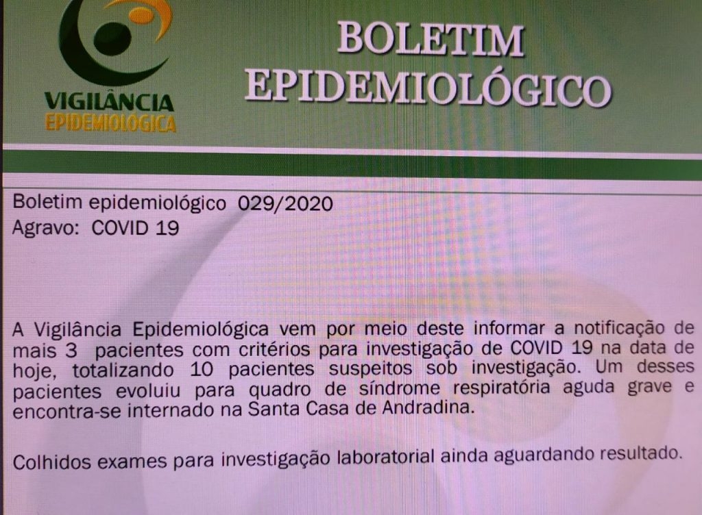 Andradina tem registrado 10 casos suspeitos de coronavírus