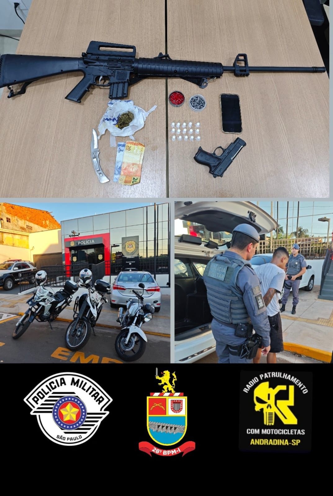 PM de Andradina prende morador do Jardim Santa Cecília com drogas e simulacro de pistola e fuzil