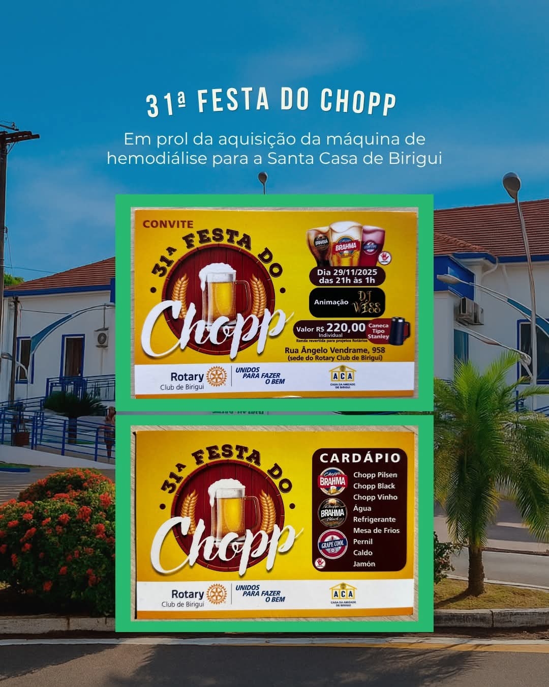 Rotary Club de Birigui promove 31ª Festa do Chopp em prol da Santa Casa de Birigui