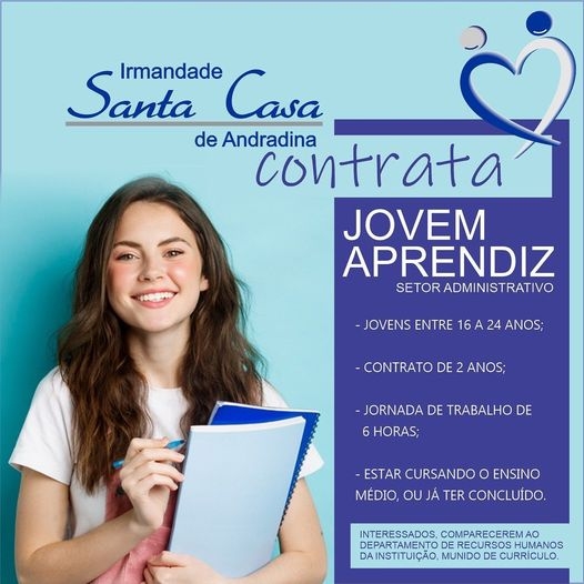 Santa Casa de Andradina contrata jovem aprendiz