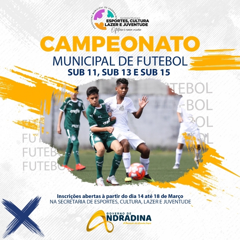 Secretaria de Esportes de Andradina abre inscrições para campeonato de futebol de base