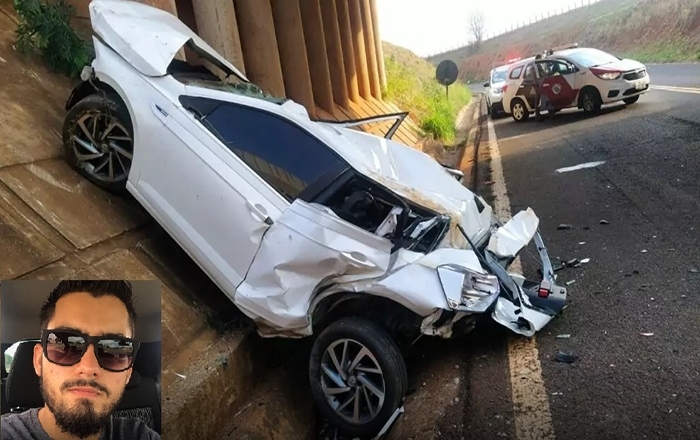 EM ANDRADINA CARRO DESPENCA DE PONTILHÃO NA RONDON (SP-300) E MOTORISTA DE TRÊS LAGOAS MORRE