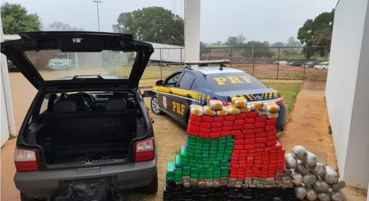 EM BRASILÂNDIA MS, POLICIA RODOVIÁRIA FEDERAL APREENDE DROGAS