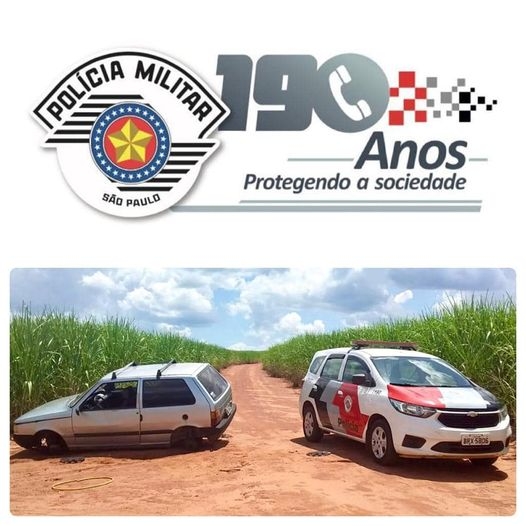 Polícia Militar de Andradina localiza veículo furtado em um canavial