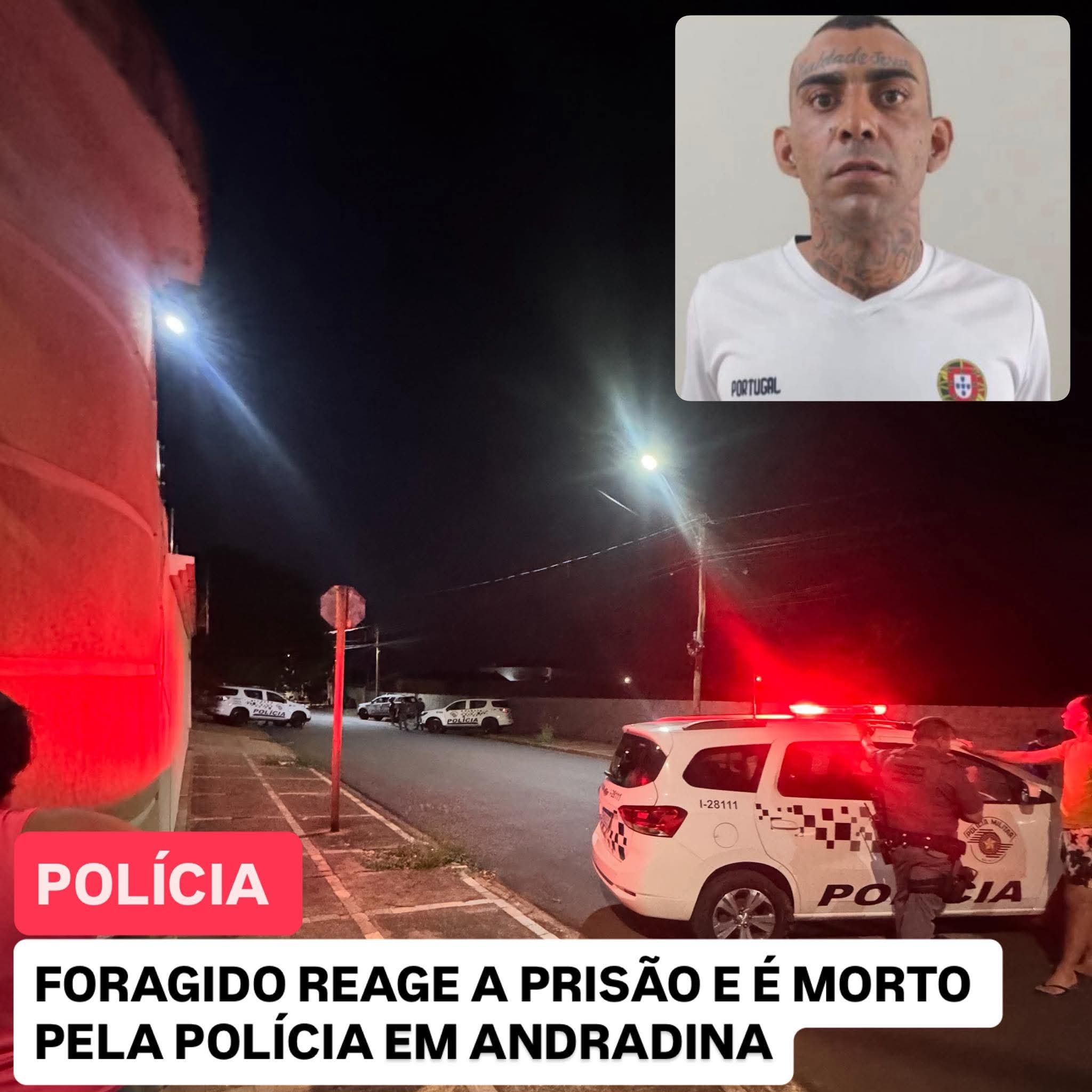 Foragido da justiça é morto após reagir à prisão e confrontar a Polícia Militar em Andradina