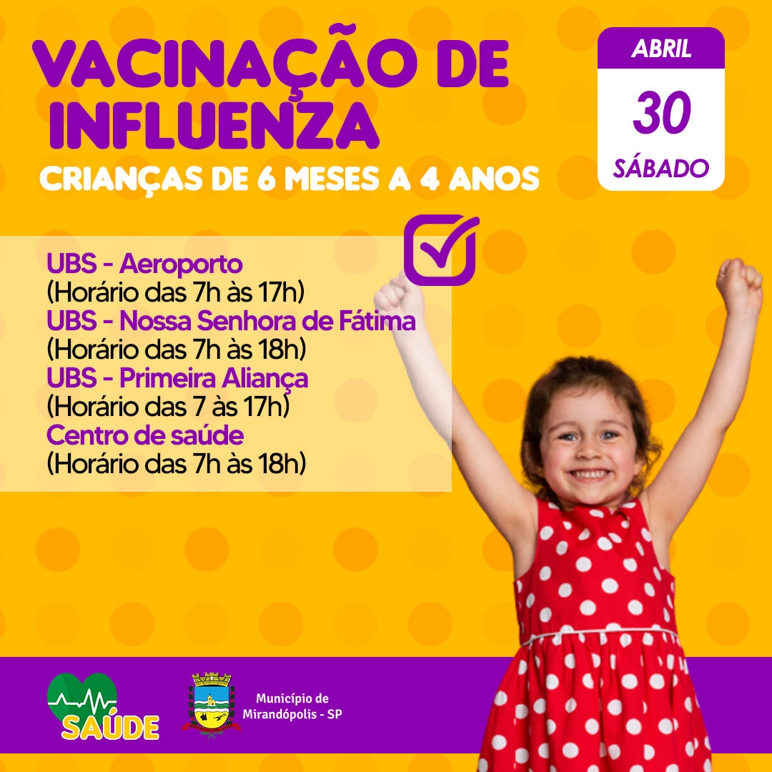 Prefeitura de Mirandópolis informa: ATENÇÃO PARA A VACINAÇÃO INFANTIL