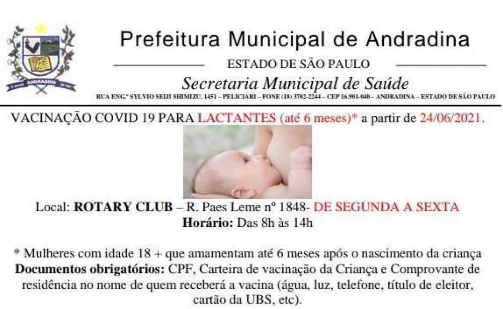 Em Andradina notícia de vacina para lactantes não é fake news