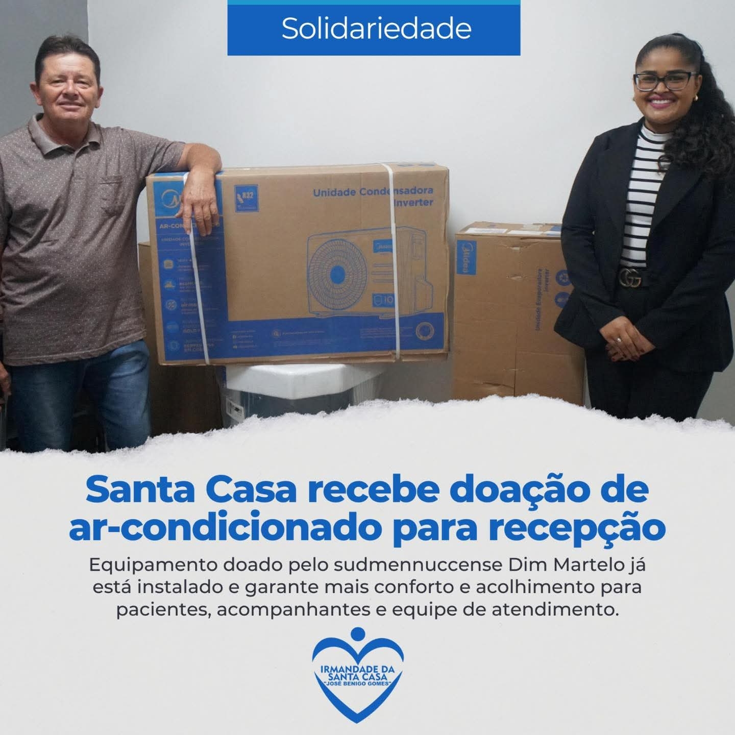 Santa Casa de Sud Mennucci recebe doação de ar condicionado do senhor Waldomiro Martelo