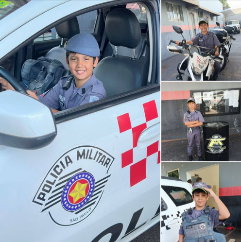 Menino Matheus realiza sonho de conhecer o Batalhão da Polícia Militar em Andradina