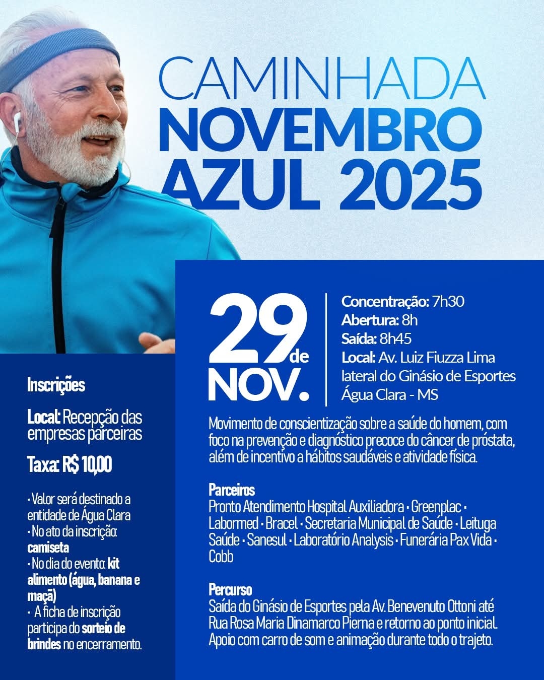 CAMINHADA NOVEMBRO AZUL 2025  EM ÁGUA CLARA
