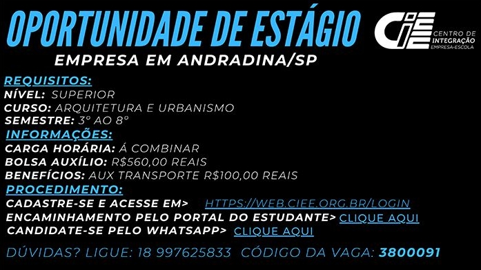 Na Terra do Rei do Gado estágio em Arquitetura e Urbanismo e Engenharia Civil