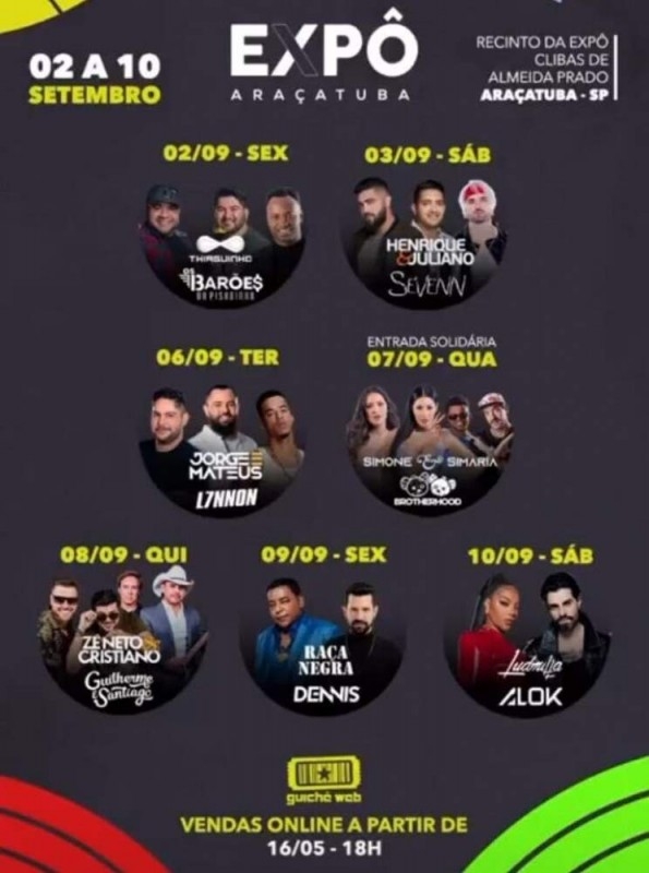 Expô Araçatuba anuncia 7 noites de shows em setembro
