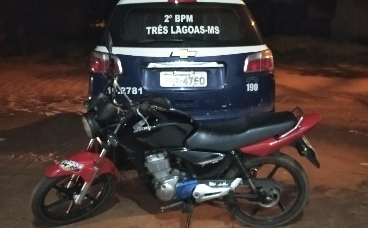 Polícia Militar recupera em Três Lagoas uma motocicleta furtada em Andradina