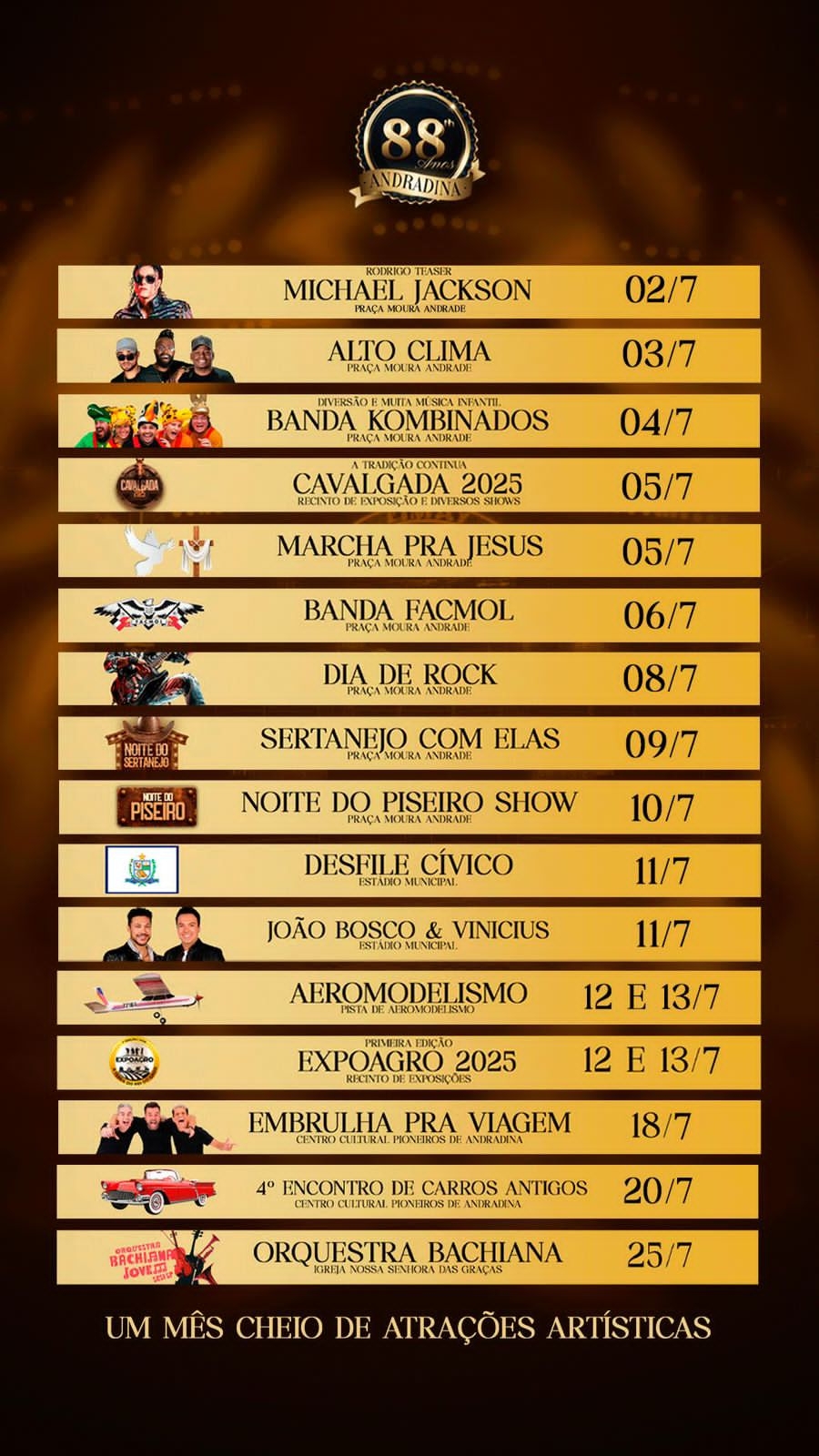 UM MÊS DE JULHO CHEIO DE ATRAÇÕES ARTÍSTICAS EM ANDRADINA