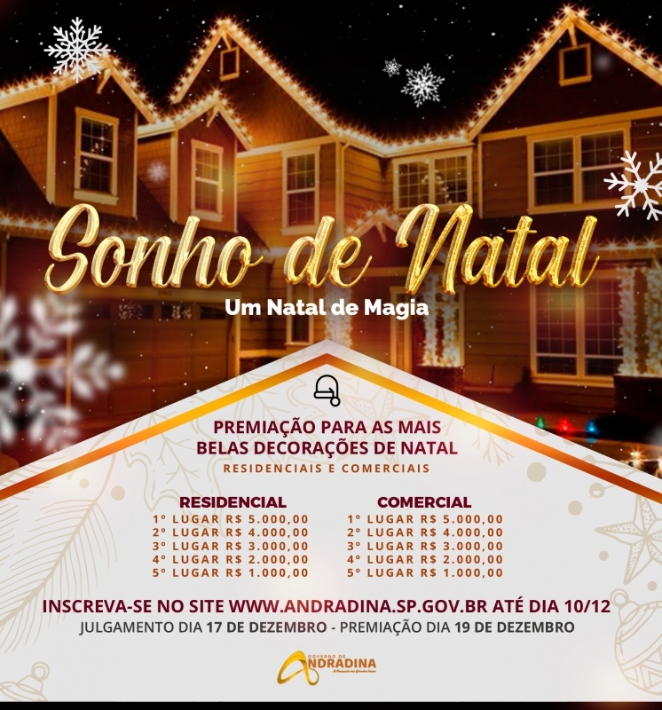 Prefeitura de Andradina vai dar prémio em dinheiro paras as melhores decorações natalinas