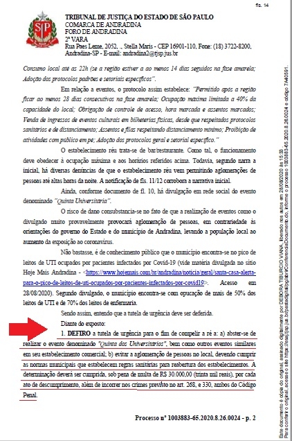 COVID-19! Justiça concede liminar contra bar Praia Chopp de Andradina para evitar aglomerações