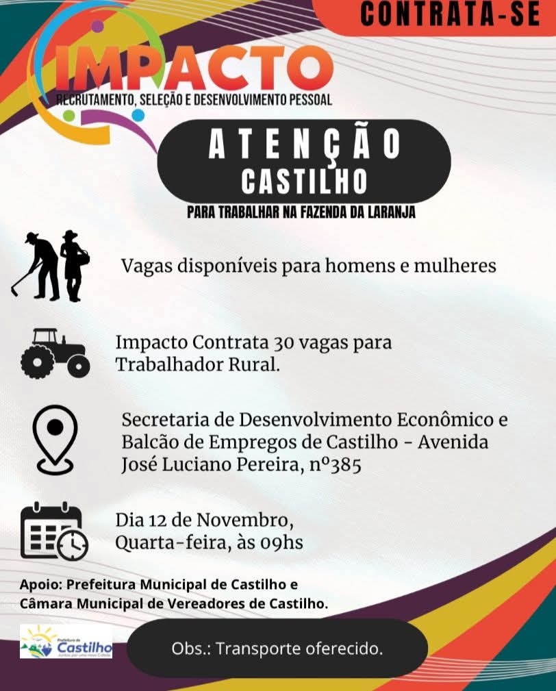 Impacto contratará 30 castilhenses para trabalhar em Fazenda de Laranja da CUTRALE