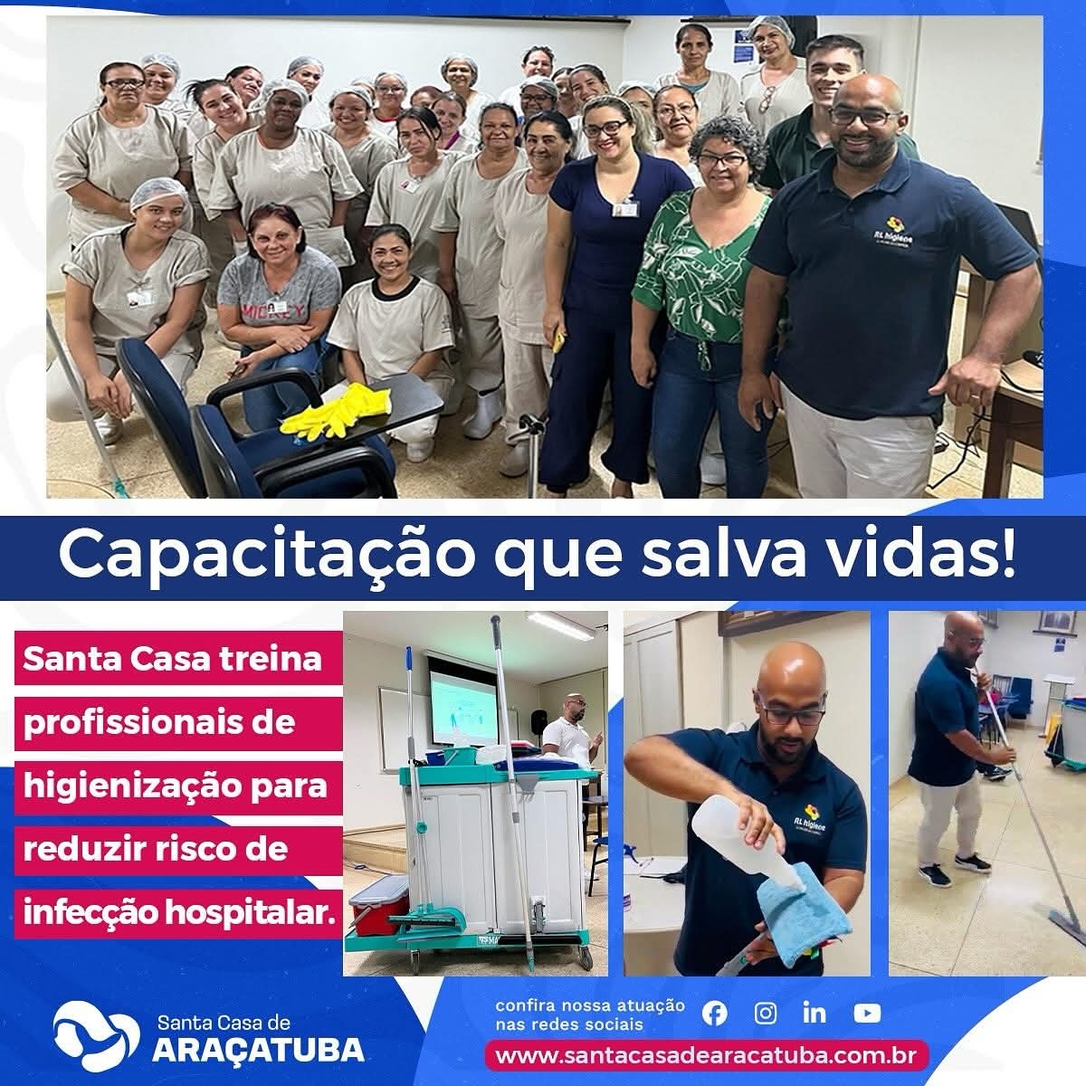 Santa Casa de Araçatuba treina profissionais de higienização para reduzir risco de infecção hospitalar